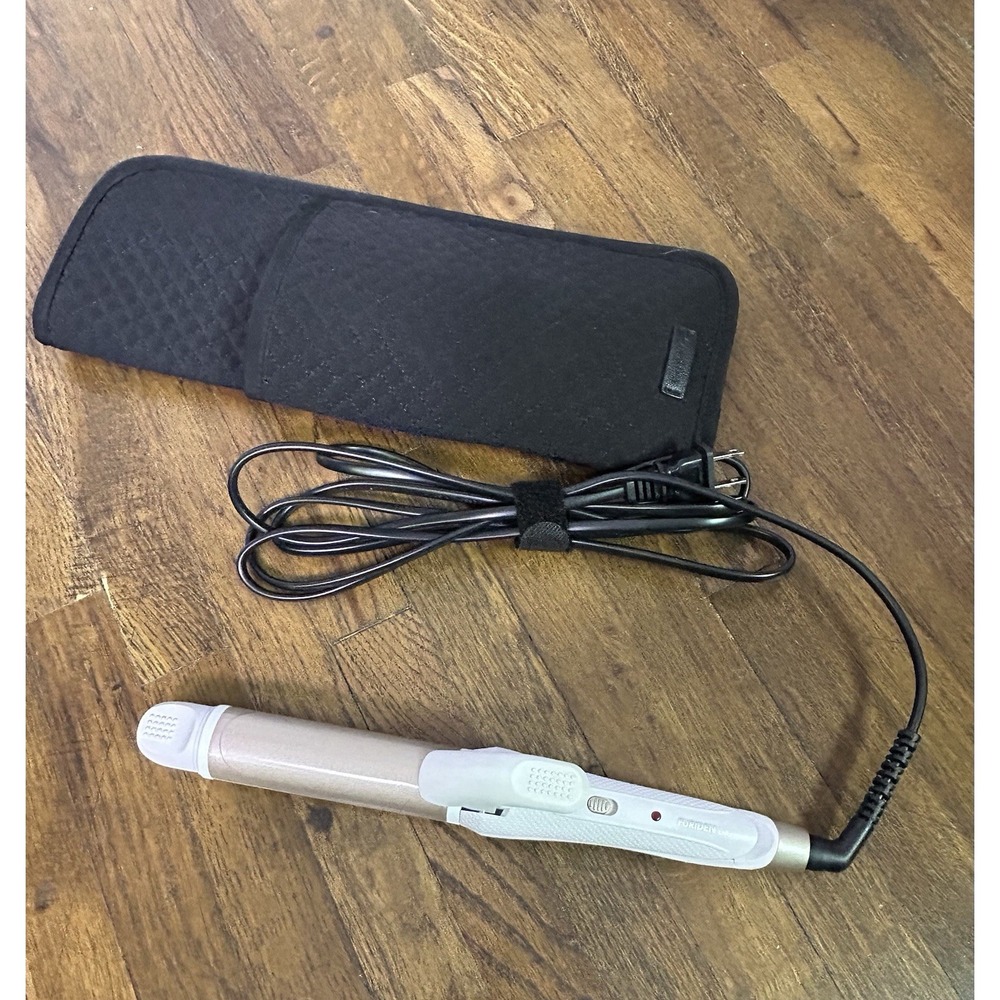 FURIDEN Lite Travel Curling Iron & Flat Iron gold & white Dual Voltage W/case
